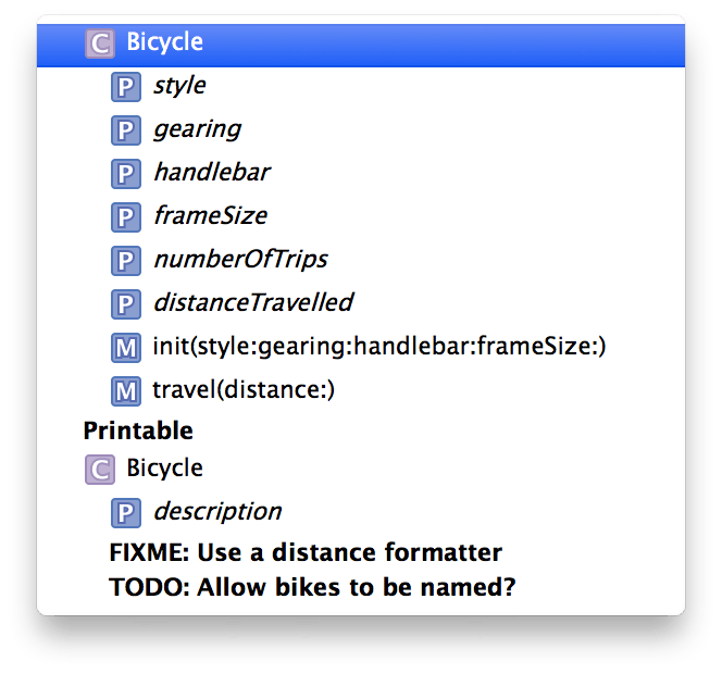 Xcode Documentation Source Navigator MARK / TODO / FIXME