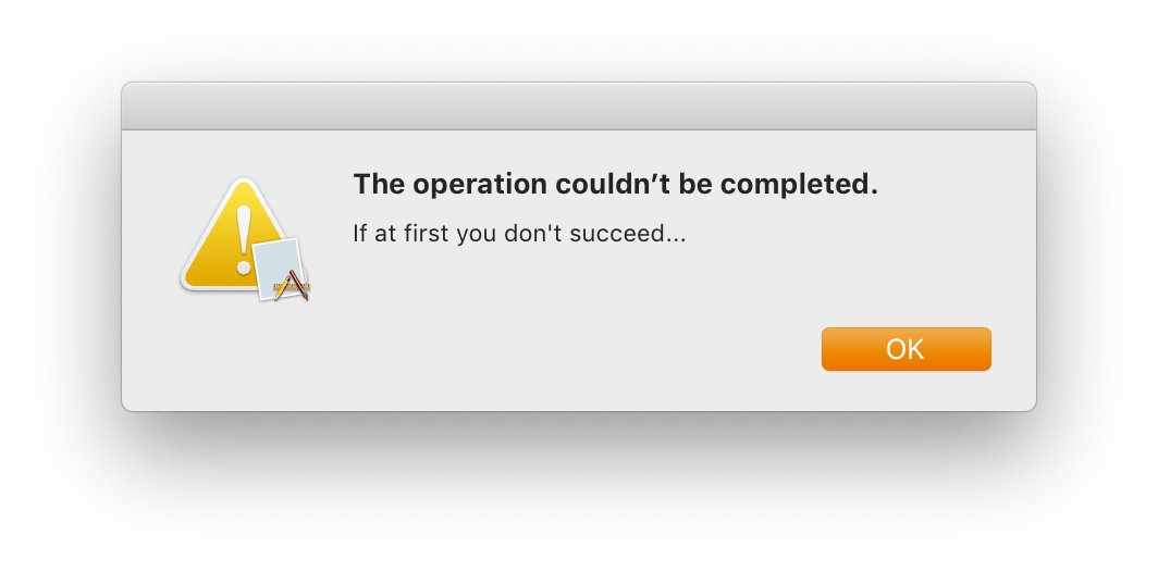 Default macOS error modal